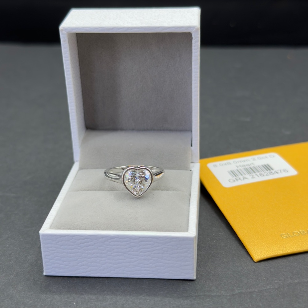 2ct Heart shape real moissanite vvs1 color D promise ring size 6